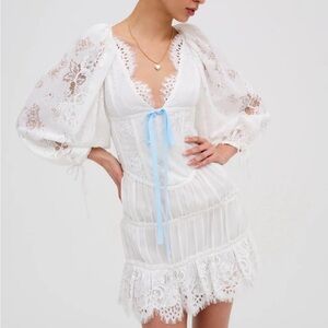 For Love And Lemons Ellis Mini Dress White Lace